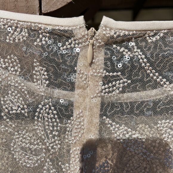 Ralph Lauren Formal Dress Women 10 Champagne Nude Sequin Sleeveless Party - Picture 11 of 13